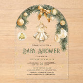Rustiek Boho Meisje Winter Christmas Baby shower Acryl Uitnodigingen (Voorkant)