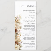 Rustiek Boho Neutraal Bloemen Trouwmenu Menu (Voorkant)