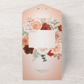 Rustiek Boho Rust & Perzik Bloemen Lijst Blush Din All In One Uitnodiging (Buitenkant)