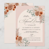 Rustiek Boho Terracotta Pampas repetitie diner Kaart (Voorkant / Achterkant)