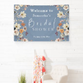 Rustiek Boho Wildflower Periwinkle Vrijgezellenfee Spandoek (Insitu)