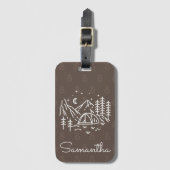 Rustiek Bold Bruin Avontuur Camping Trip Monogram Bagagelabel (Voorkant (verticaal))