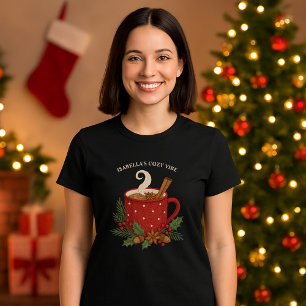 Rustiek borduurwerk Kerstcacao met kaneel T-shirt