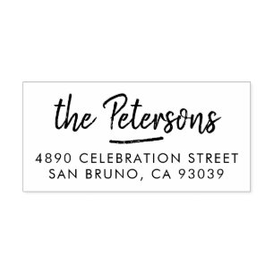 Rustiek Borstel Script Familienaam & Retouradres Rubberstempel