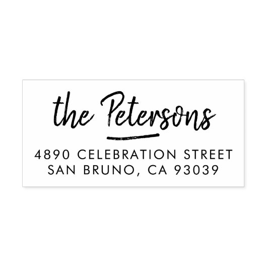 Rustiek Borstel Script Familienaam & Retouradres Rubberstempel (Afrduk)