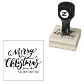 Rustiek Borstel Script Vrolijk Kerstfeest Rubberstempel (Gestempeld)