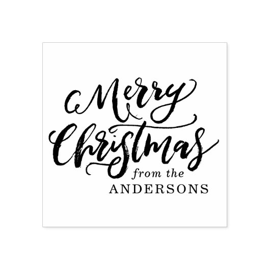 Rustiek Borstel Script Vrolijk Kerstfeest Rubberstempel (Afrduk)