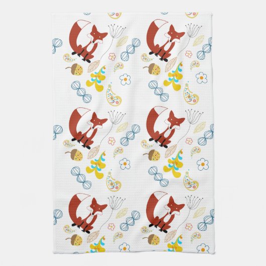 Rustiek bos bosdieren vos patroon theedoek (Verticaal)