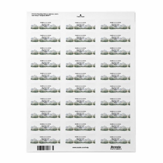 Rustiek Bos en Berg Bruiloft Retouradres Etiket (Full Sheet)