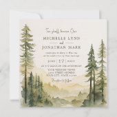 Rustiek Bos Evergreens Christelijk Bruiloft Kaart (Voorkant)