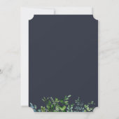 Rustiek bos gebladerte marine blauw verlovingsfees kaart (Achterkant)