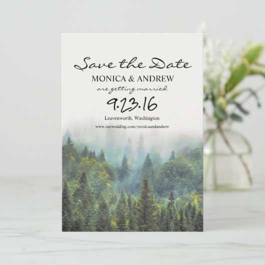 Rustiek Bos Save the Date Uitnodiging (Staand voorkant)