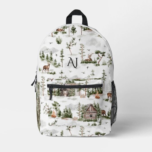 Rustiek Bos Wilderness | Monogram Bedrukte Rugzak (Voorkant)