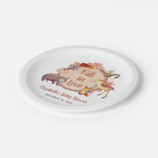 Rustiek bosdieren herfst Baby shower Papieren Bordje (Gekanteld)