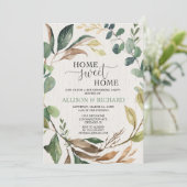 Rustiek bosgroen housewarming party kaart (Staand voorkant)