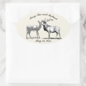 Rustiek bosrijk hertenontwerp ovale sticker (Tas)