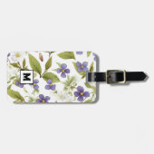Rustiek Botanisch Gepersonaliseerd Monogram Initia Bagagelabel (Voorkant horizontaal)