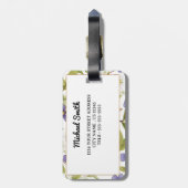 Rustiek Botanisch Gepersonaliseerd Monogram Initia Bagagelabel (Achterkant verticaal)