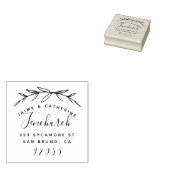 Rustiek Botanisch Getrouwd Paar Retouradres Rubberstempel (Gestempeld)