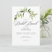 Rustiek Botanisch groen Bough Bridal Brunch Kaart (Staand voorkant)