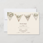 Rustiek Botanisch groen bruiloft RSVP Kaartje (Voorkant)