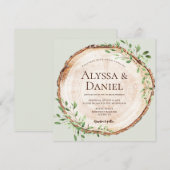 Rustiek Botanisch groen Hout gesneden Salie Bruilo Kaart (Voorkant / Achterkant)