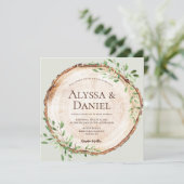 Rustiek Botanisch groen Hout gesneden Salie Bruilo Kaart (Staand voorkant)