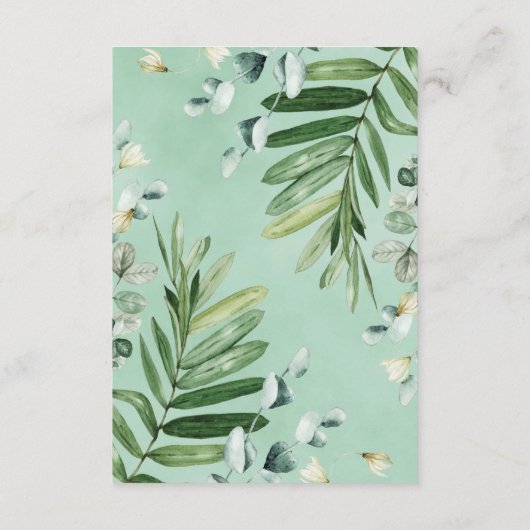 Rustiek botanisch groen laat bruiloft details informatiekaartje (Achterkant)