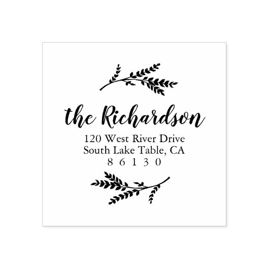 Rustiek Botanisch Terugkeeradres Zelf-inkt Rubberstempel (Afrduk)