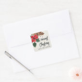 Rustiek Bough | Waterverf Kerst Gepersonaliseerd Vierkante Sticker (Envelop)
