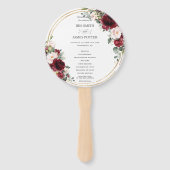 Rustiek Bourgondië Blush Bloemen Goud Bruiloft Pro Handwaaier (Voorkant)