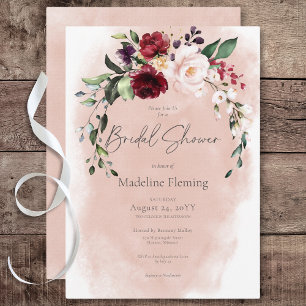 Rustiek Bourgondië & Blush Roze Rozen Vrijgezellen Kaart