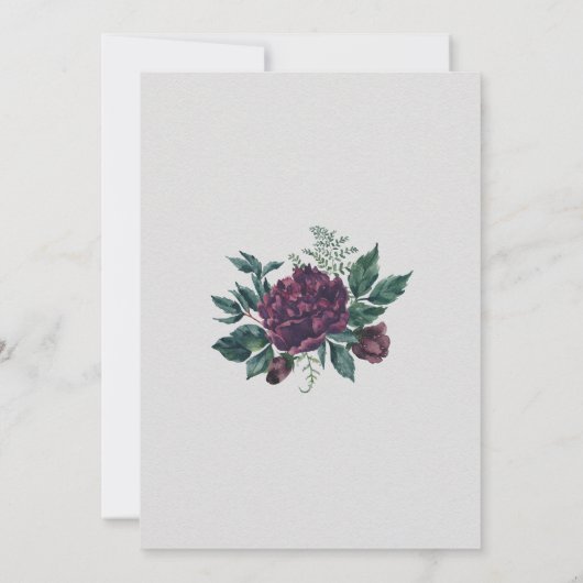 Rustiek Bourgondisch rood bloemig kerstfeest Kaart (Achterkant)