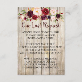 Rustiek Breng een boek in plaats van Kaart Baby sh