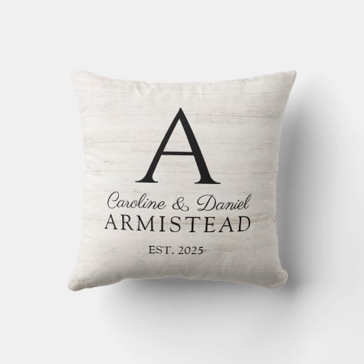 Rustiek Bruiloft Monogram Paar Kussen (Achterkant)