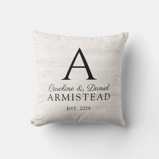 Rustiek Bruiloft Monogram Paar Kussen (Voorkant)