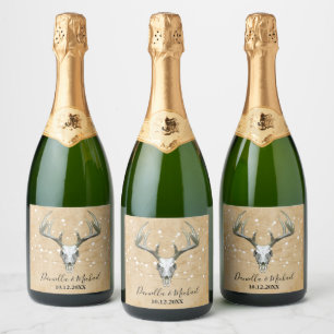 Rustiek Bruiloft Mousserende Wijn Label Sparkling Wijnetiket