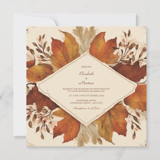 Rustiek Bruin Beige Verbrand Sinaasappel Bloemen H Kaart (Voorkant)