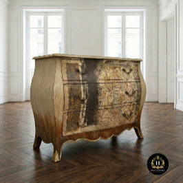 Rustiek bruin bloemmotief versleten decoupage meub tissuepapier