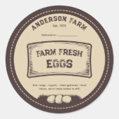 Rustiek Bruin Boerderij Verse Eieren Label Sticker (Voorkant)