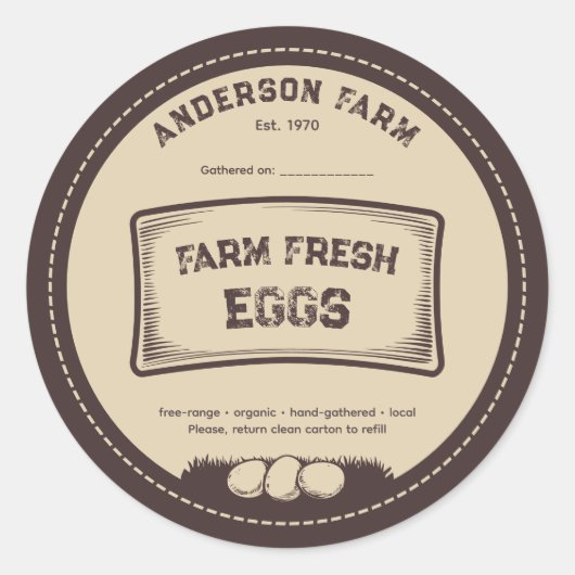 Rustiek Bruin Boerderij Verse Eieren Label Sticker (Voorkant)