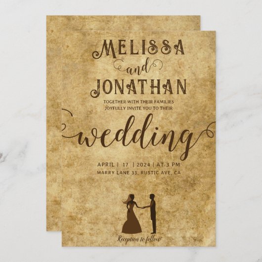 rustiek bruin bruiloft bruid bruidegom kaart (Voorkant / Achterkant)