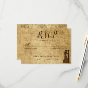  rustiek bruin bruiloft bruid bruidegom RSVP kaartje
