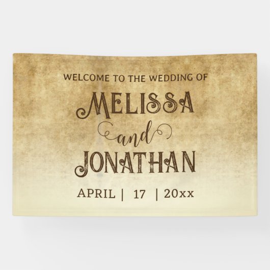  rustiek bruin bruiloft bruid bruidegom spandoek (Horizontaal)