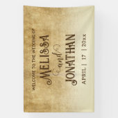  rustiek bruin bruiloft bruid bruidegom spandoek (Verticaal)