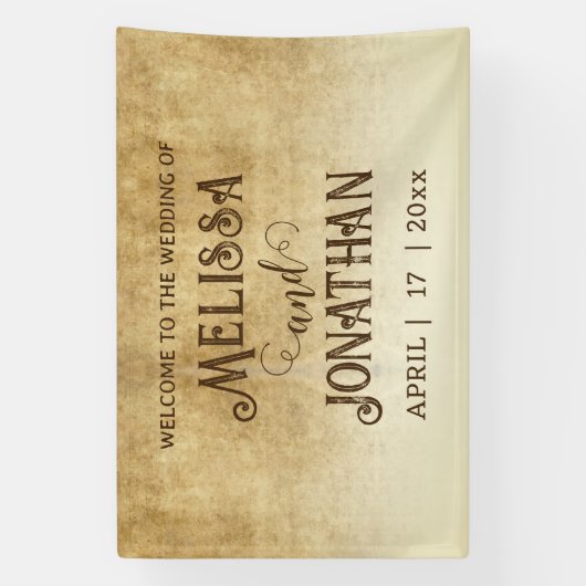 rustiek bruin bruiloft bruid bruidegom spandoek (Verticaal)