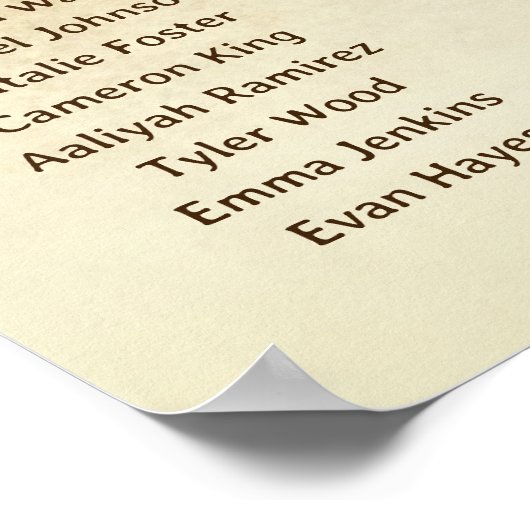 rustiek bruin bruiloft zitgrafiek poster (Hoek)