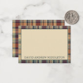 Rustiek Bruin en Crème Plaid Gepersonaliseerd Notitiekaartje (Voorkant / Achterkant in situ)