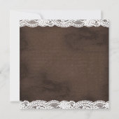Rustiek Bruin en Witte kant bruiloft Kaart (Achterkant)