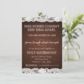 Rustiek Bruin en Witte kant Country Wedding Kaart (Staand voorkant)